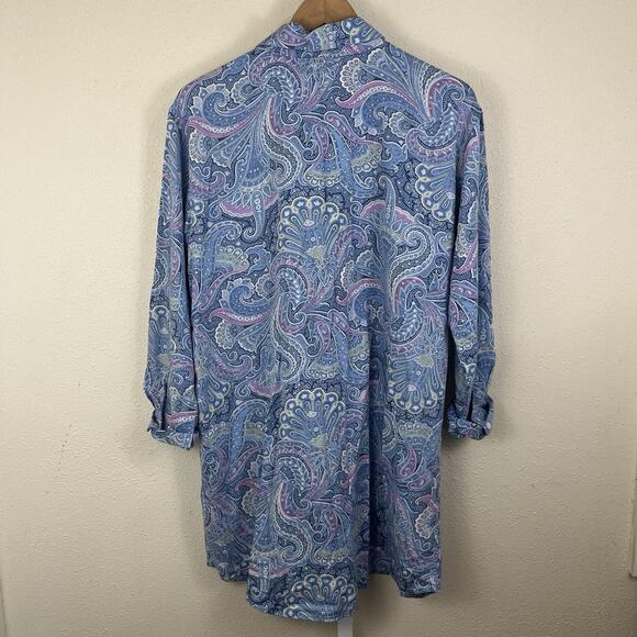 Lauren Ralph Lauren Paisley Sleep Shirt Dress Womens M Medium Black Label - Picture 4 of 6